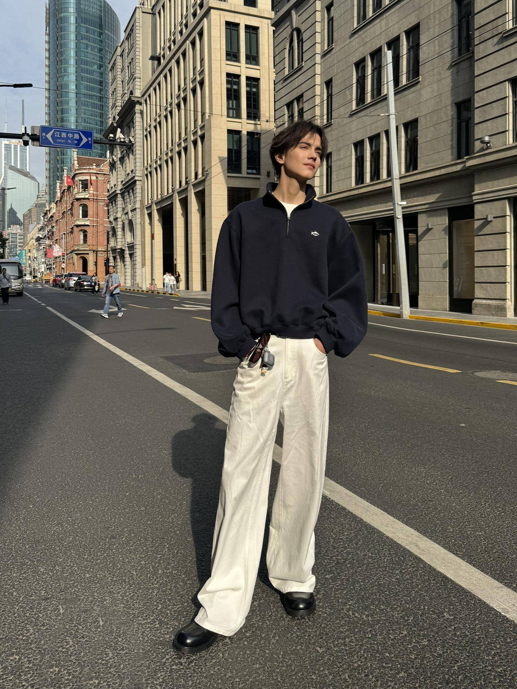 Country Moment Cotton Mid Rise Straight Fit American Casual Youth Khaki Black Straight Pants
