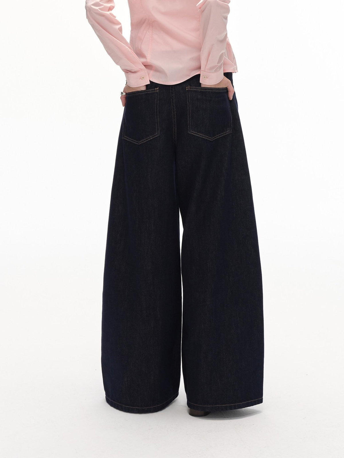 Country Moment High Waist Durable Cotton American Relaxed Raw Denim Non Stretch Wide Leg Jeans