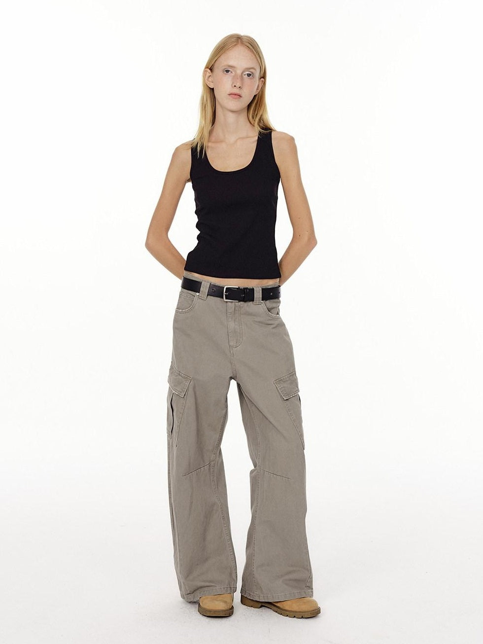 Country Moment Breathable Washed Cotton Relaxed Straight Pocket Button Fly Casual Cargo Pants