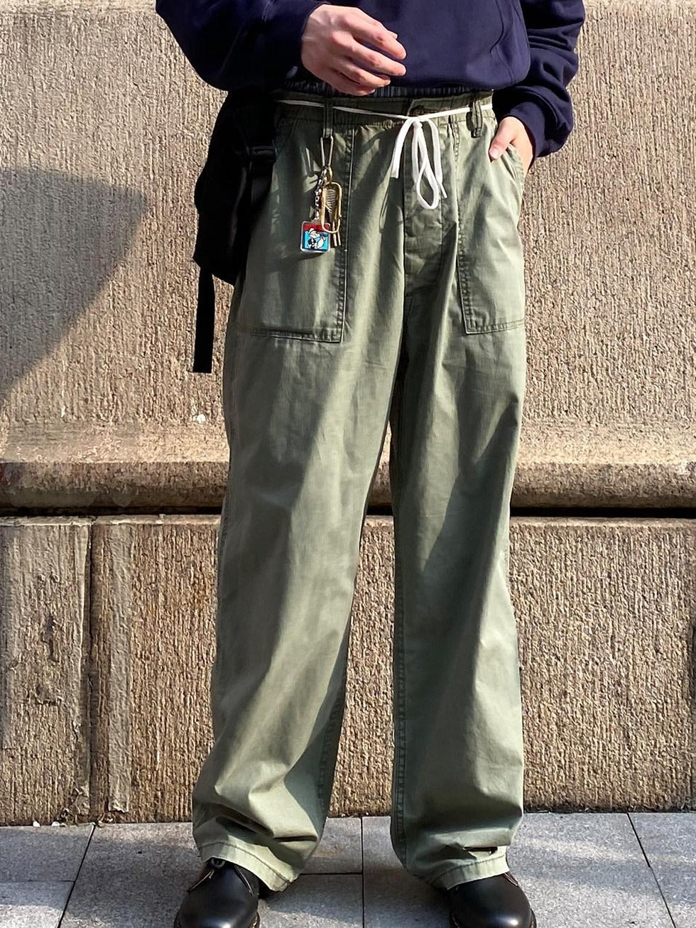 Country Moment Wrinkle Free Mid Rise Straight Workwear Everyday Pure Cotton Olive Cargo Pants