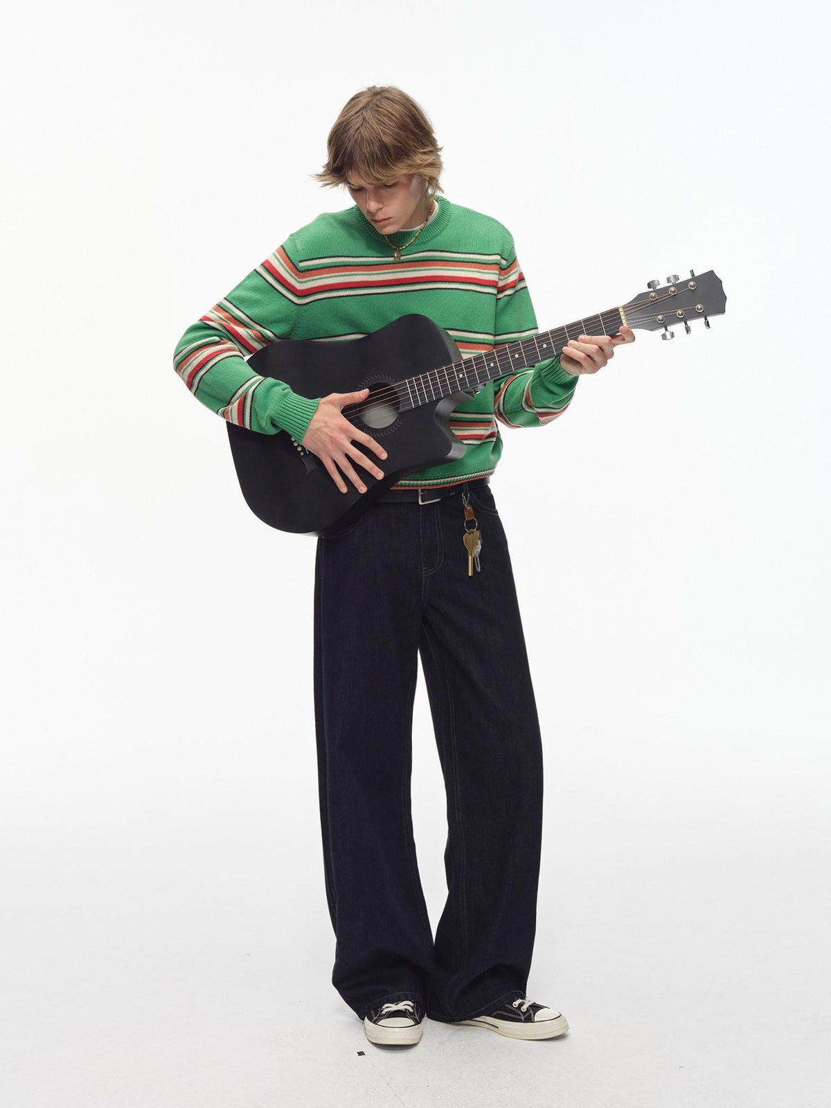Country Moment Durable Embroidered Midrise Vintage Navy Cotton Men Casual Straight Leg Jeans