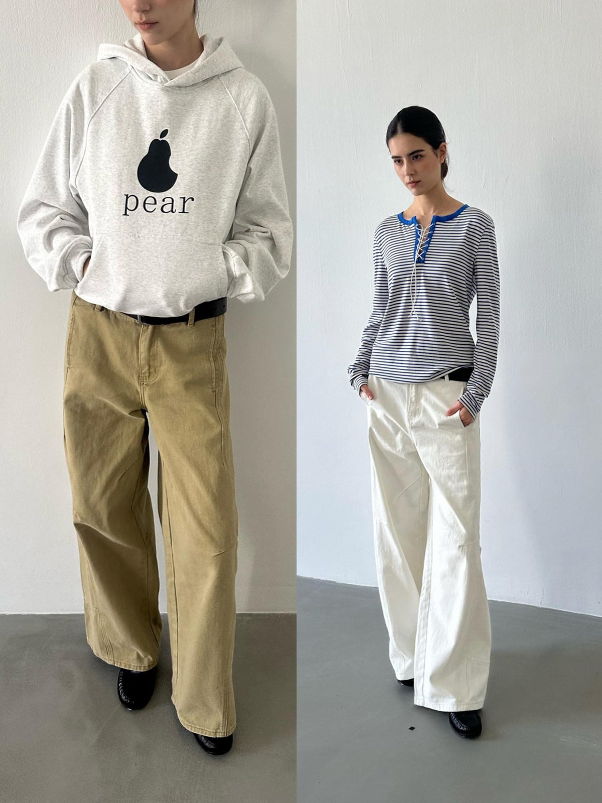 Country Moment Breathable Cotton Mid Waist Patchwork 3D Tailored Casual Khaki Wide Leg Pants