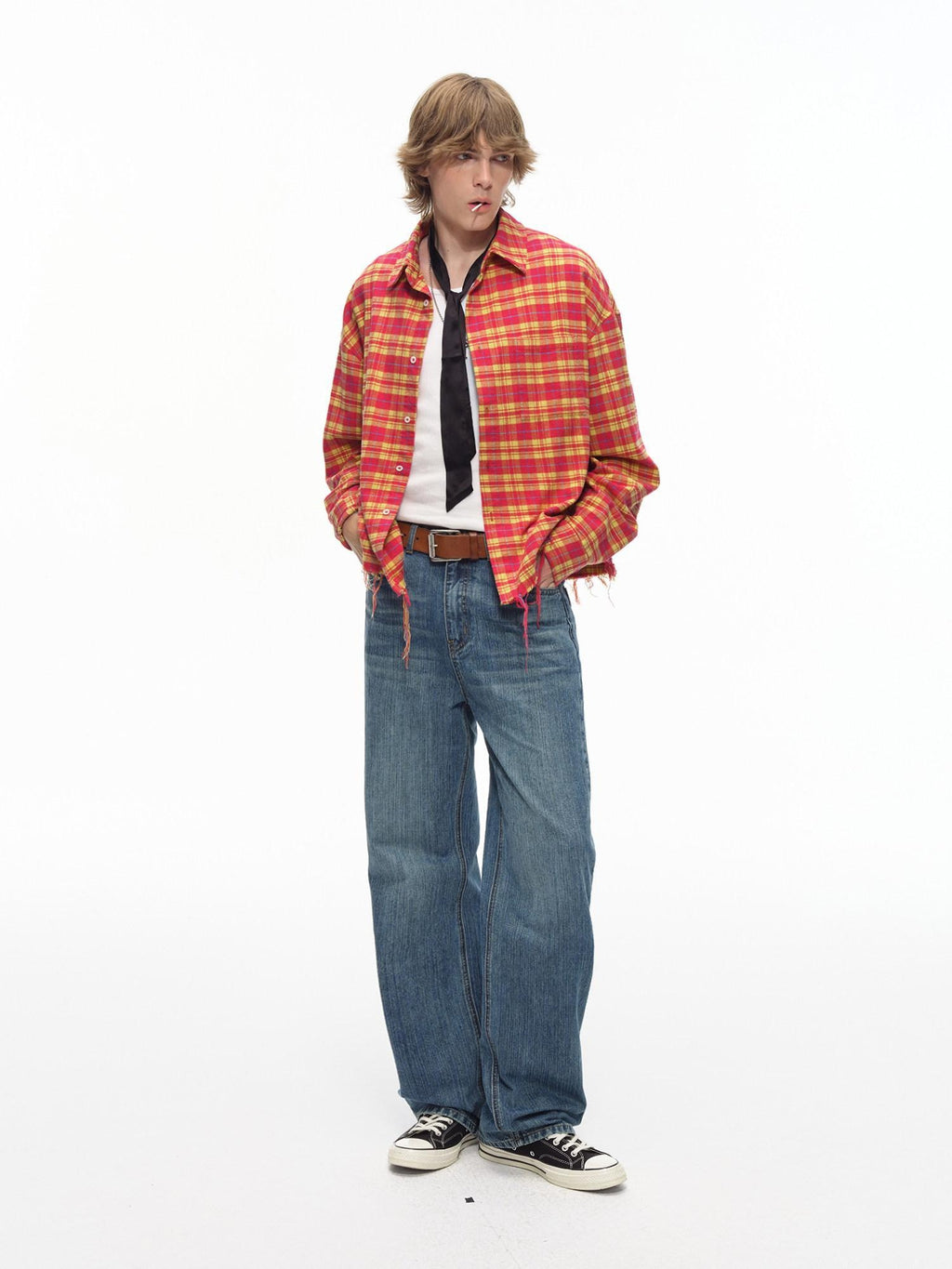 Country Moment Soft Washed Mid Rise Loose Micro Stretch Denim Cotton Blend Straight Leg Jeans