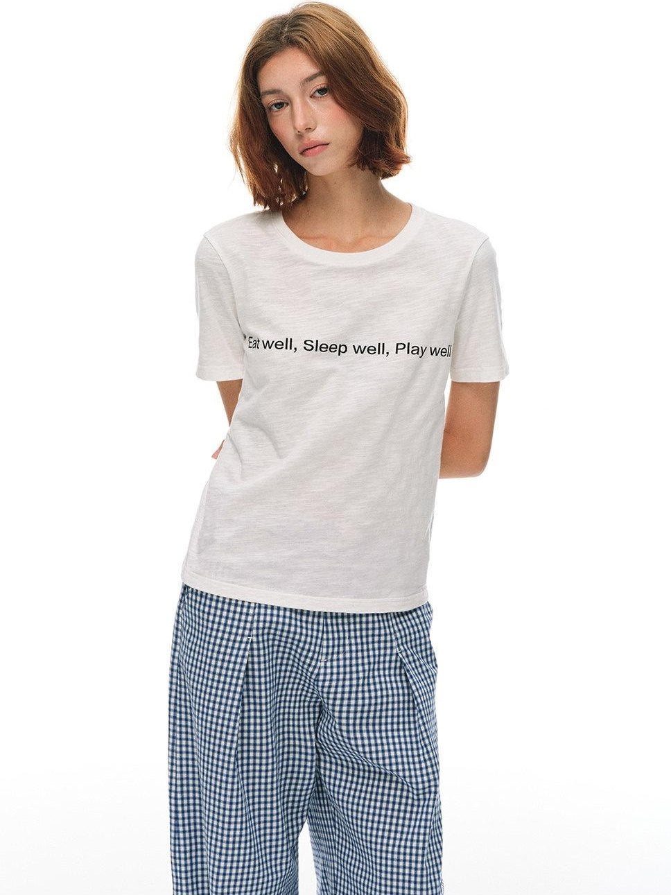 Country Moment Breathable Bamboo Slub Cotton Loose Fit Letter Print Women Short Sleeve T-Shirts