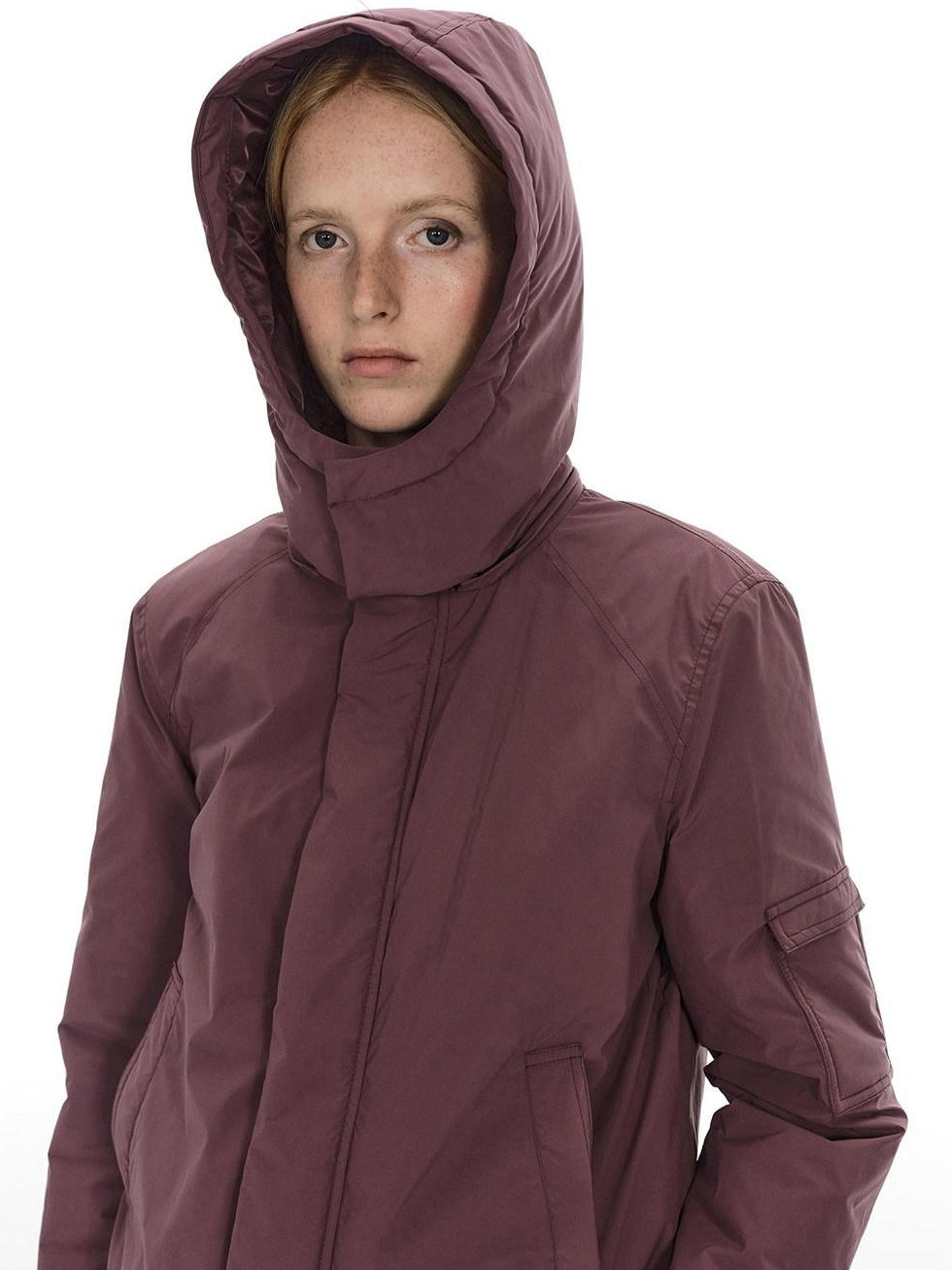 Country Moment Warm Windproof Hooded Loose Fit Youthful Unisex Magenta Puffer Jackets