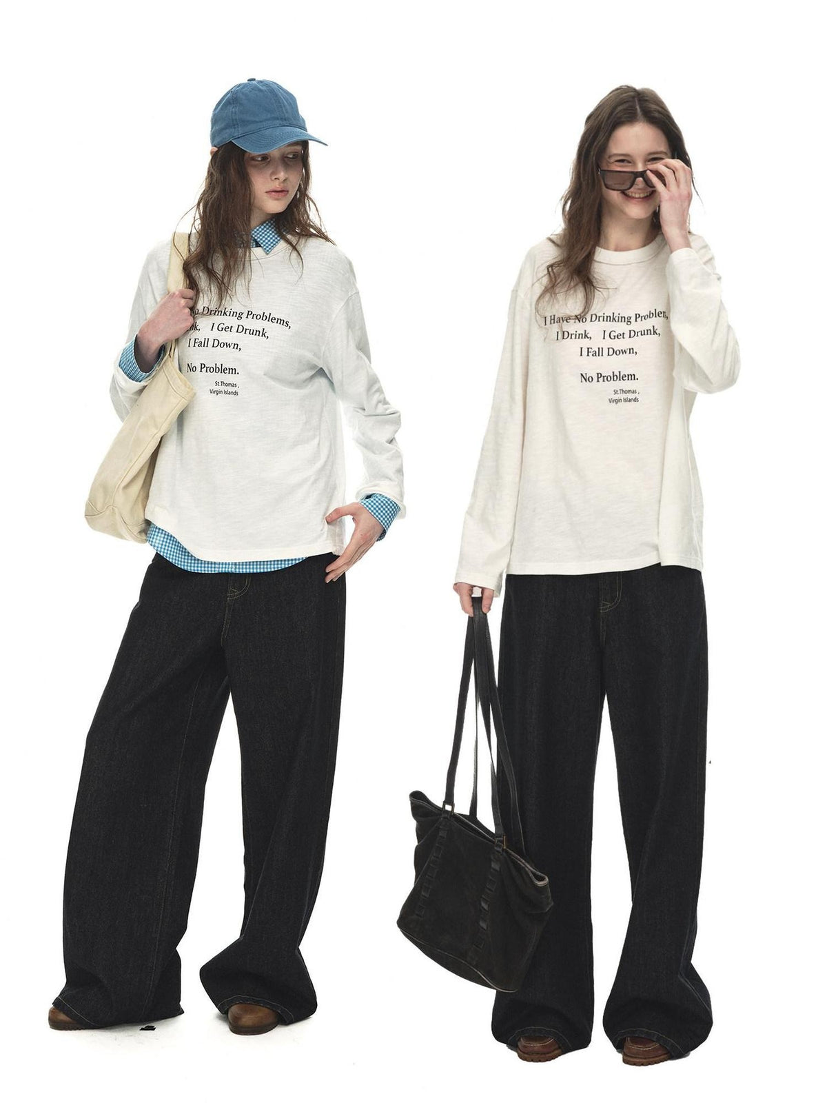Country Moment Breathable Cotton Slub Loose Printed Women Graphic Citywalk Long Sleeve T-Shirts