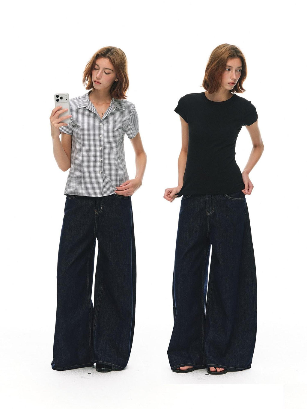 Country Moment High Waist Breathable Cotton Loose Youthful Denim No Stretch Wide Leg Jeans