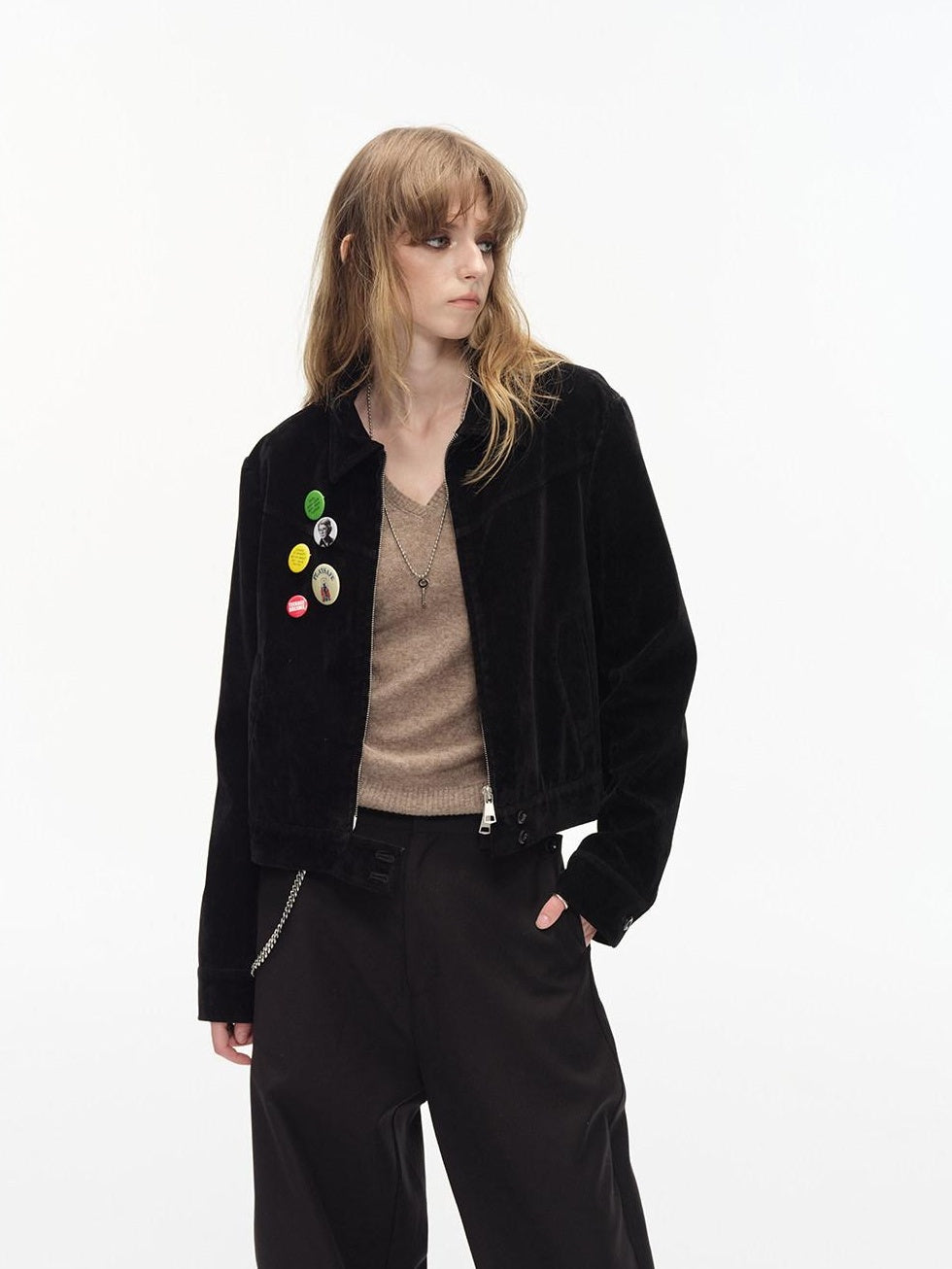 Country Moment Warm Casual Lapel Zipper Long Sleeve Pockets Women Cropped Jackets