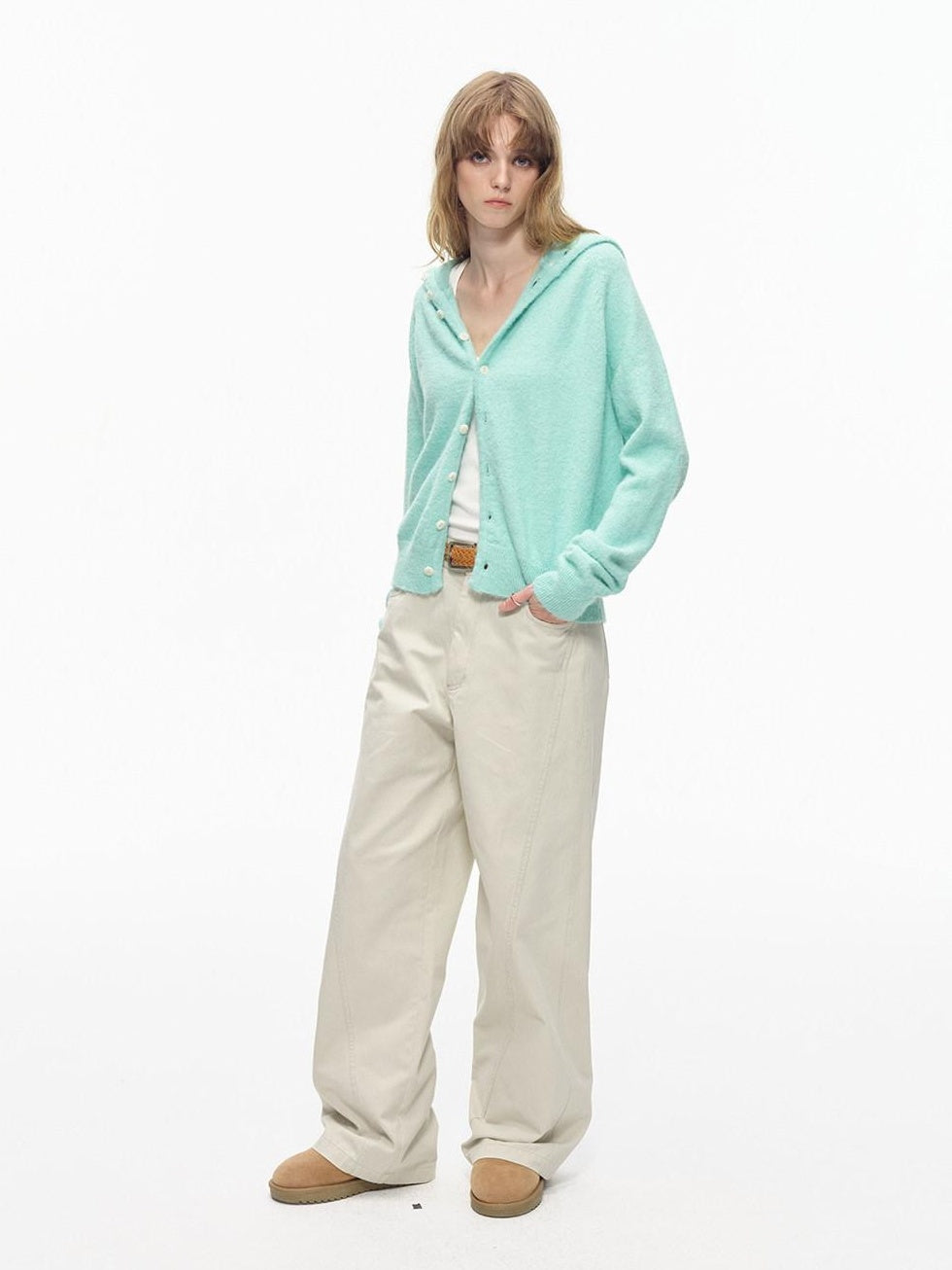 Country Moment Washed Patchwork Pure Cotton Mid Rise Loose Straight Youth Casual Wide Leg Pants