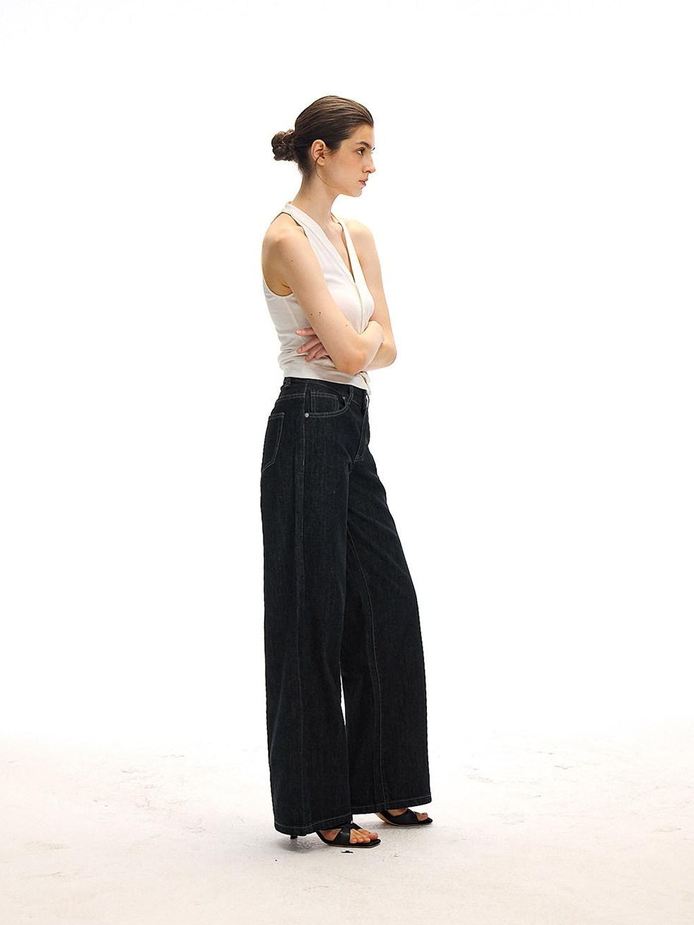 Country Moment High Rise Washed Relaxed Zip Fly Dark Navy Stretch Straight Leg Jeans