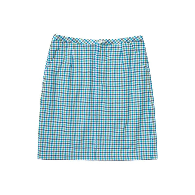 Country_Moment_Pure_Cotton_Commuter_Literary_A_Line_Mid_Rise_Office_Green_Plaid_Mini_Skirts_MISSTT