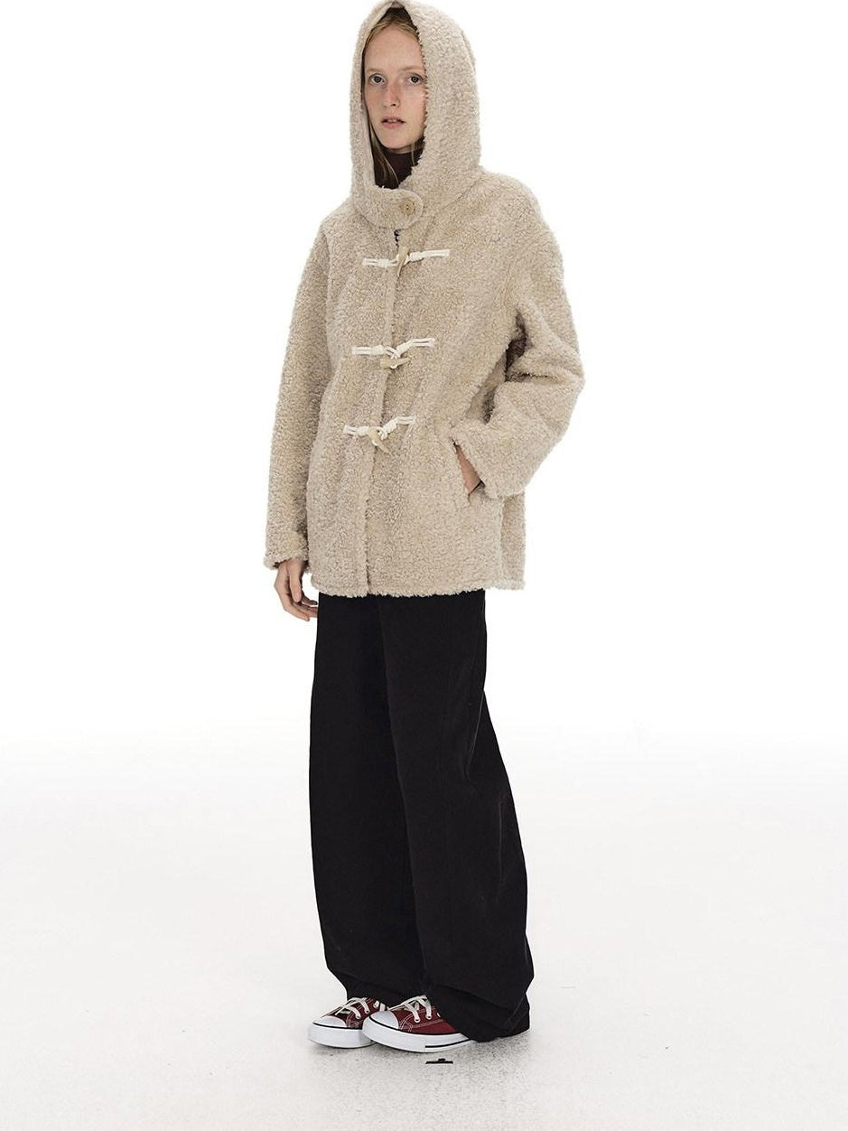 Country Moment Warm Hooded Loose Fit Cleanfit Youth Casual Polyester Beige Wool Coats