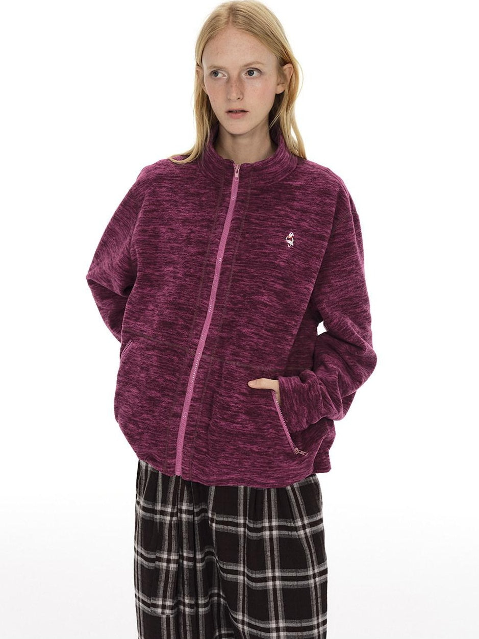 Country Moment Warm Embroidered Zipper Oversized Relaxed Unisex Casual Polyester Sweatshirt