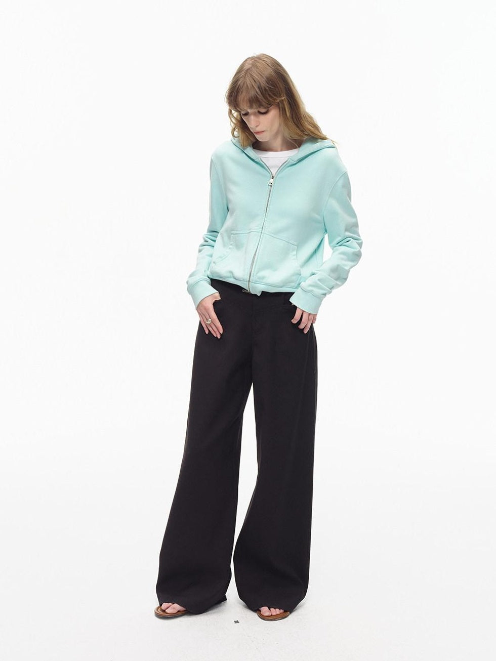 Country Moment Wrinkle Resistant Mid Rise Loose Straight Leg Casual Youth Black Wide Leg Pants
