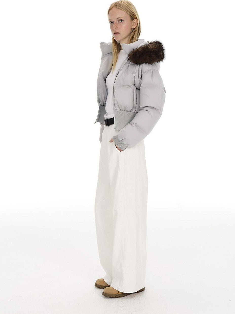 Country Moment Warm White Duck Down Slim Fit Short Hooded Urban Casual Youth Down Jackets