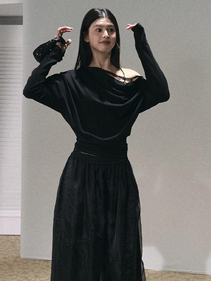 7 OAKMOO High Waisted Minimal Double Layer Relaxed Office Women Polyester Wide Leg Pants