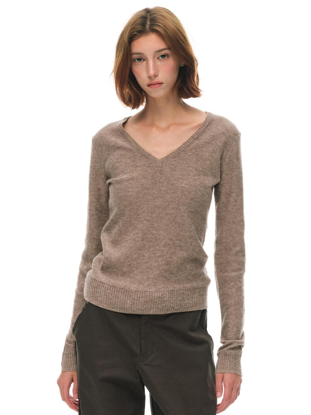 Country Moment Soft Wool Blend Slim Fit American V-neck Women Casual Knit Sweaters