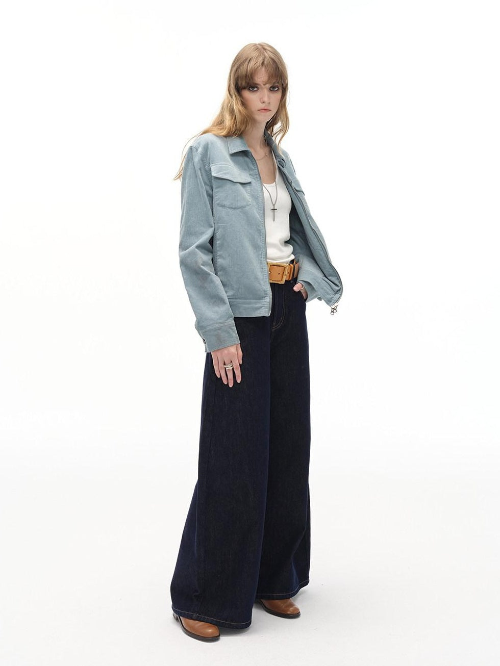 Country Moment High Waist Durable Cotton American Relaxed Raw Denim Non Stretch Wide Leg Jeans