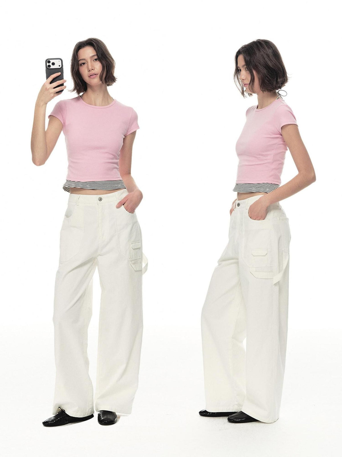 Country Moment Cooling Breathable Cotton Slim Fit Round Neck Short Sleeve Women Basic Crop Tops