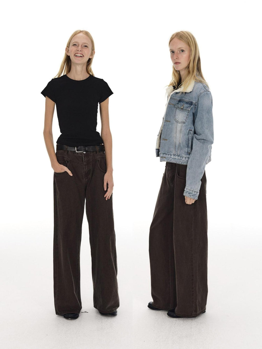 Country Moment Vintage Washed Mid Rise Zipper Flare Loose Casual Unisex Cotton Wide Leg Jeans