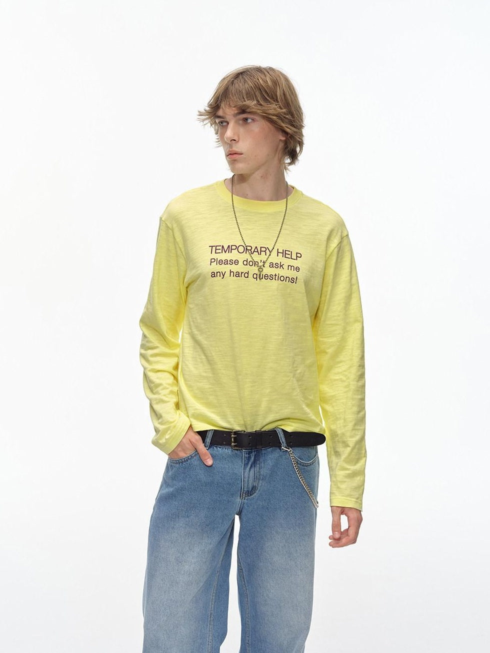Country Moment Breathable Cotton Loose Fit Round Neck Unisex Letter Print Long Sleeve T-Shirts