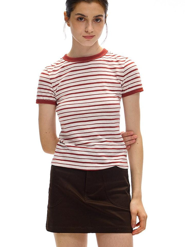 Country Moment Moisture Wicking Bamboo Cotton Slim Fit Striped Men Short Sleeve T-Shirts