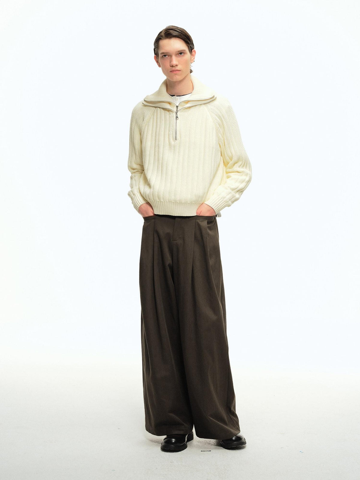 Country Moment Lyocell Cotton Blend Extra Wide Flared Youth Casual Brown Wide Leg Pants