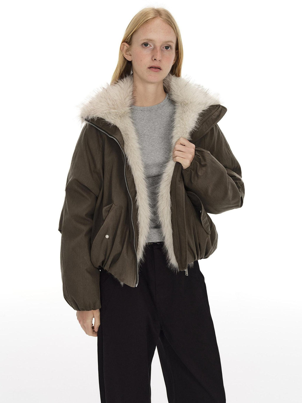 Country Moment 90% White Duck Down 650Fp Fur Collar Loose Short Women City Casual Down Jackets
