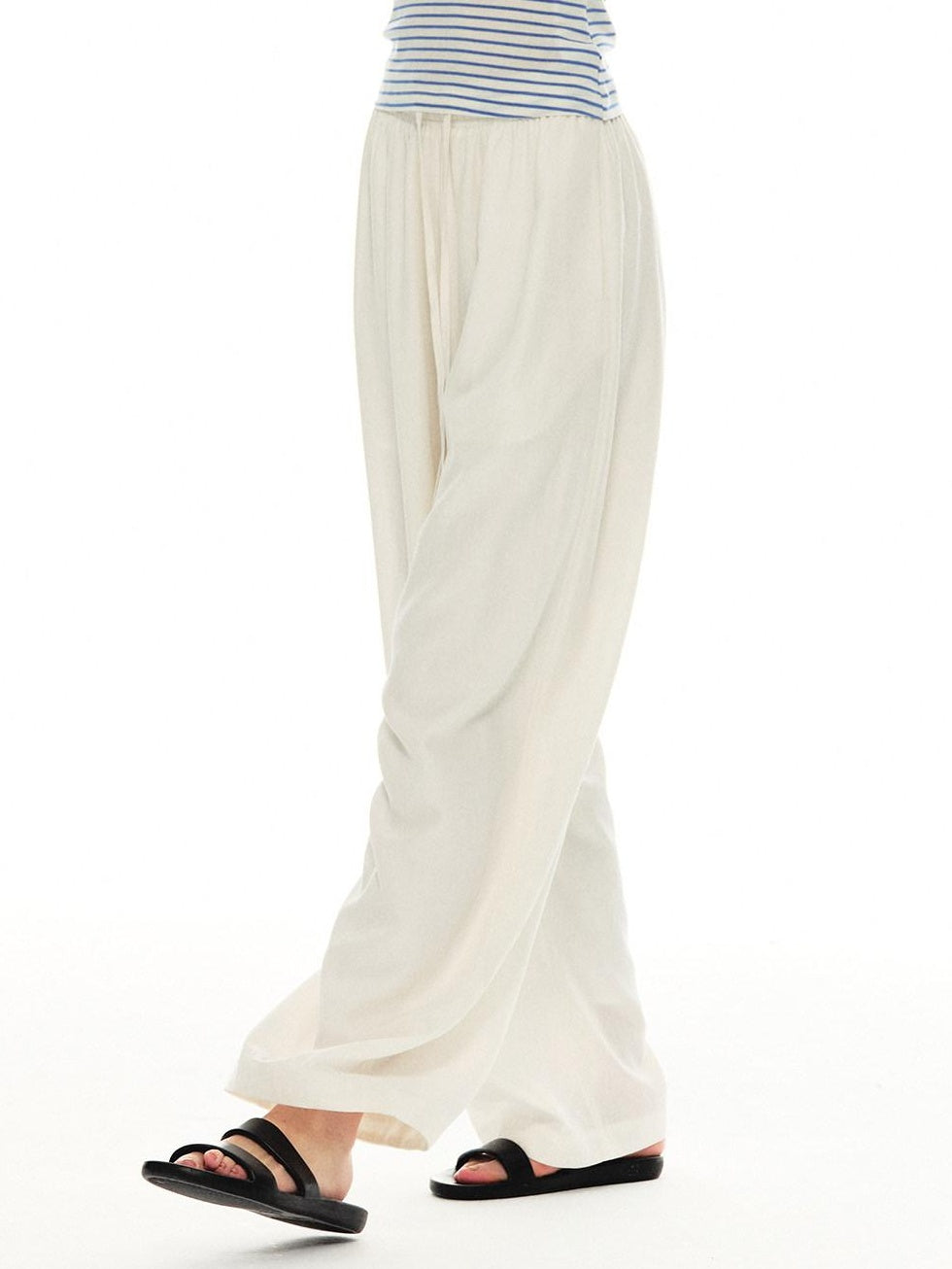 Country Moment Breathable Lyocell Linen Relaxed Balloon Drawstring Unisex Casual Wide Leg Pants