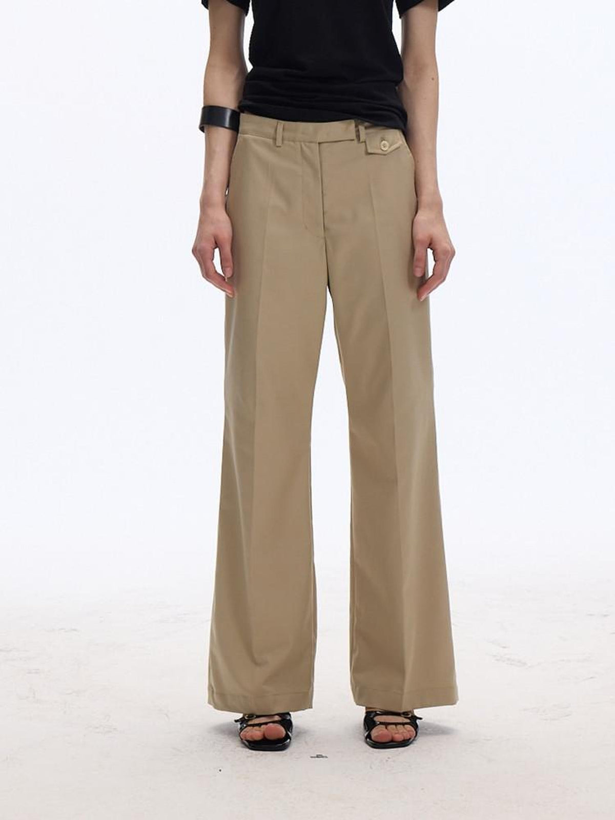 Country Moment Minimalist Slim Fit Zip Fly Natural Waist Office Workwear Khaki Straight Pants