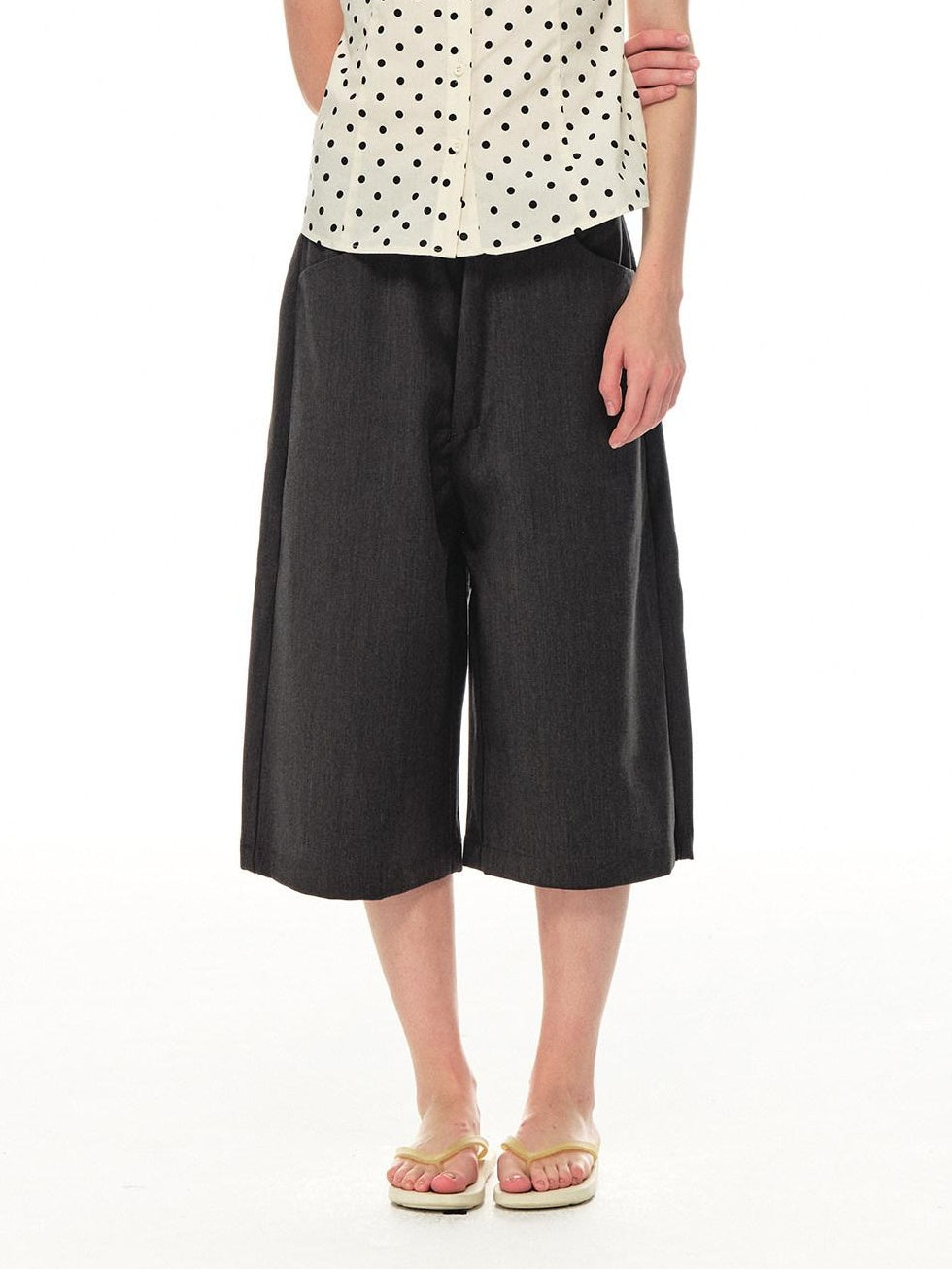 Country Moment Wrinkle Resistant Loose Mid Waist Casual Polyester Rayon Mid-Length Shorts