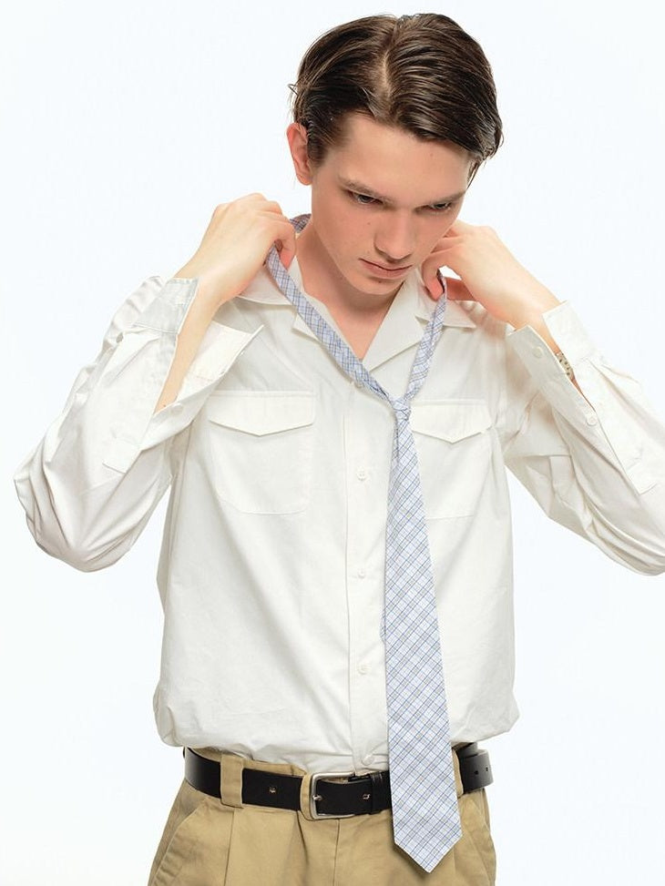 Country Moment Pure Cotton Loose Fit Polo Collar Long Sleeve Unisex Youth Solid Shirts