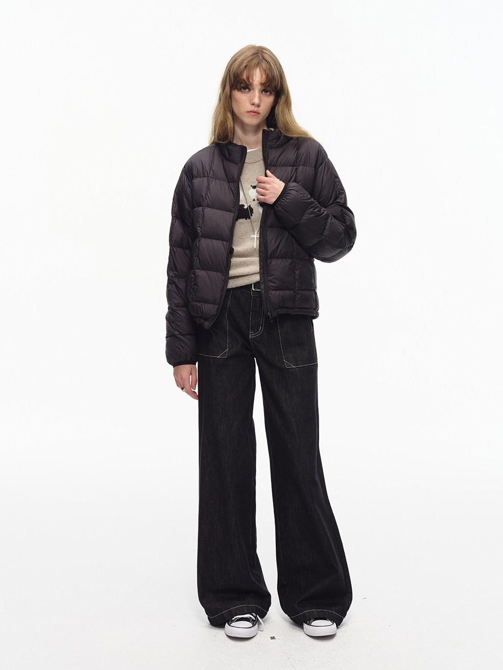 Country Moment Soft Breathable Cotton Loose American Natural Waist Black Straight Leg Jeans