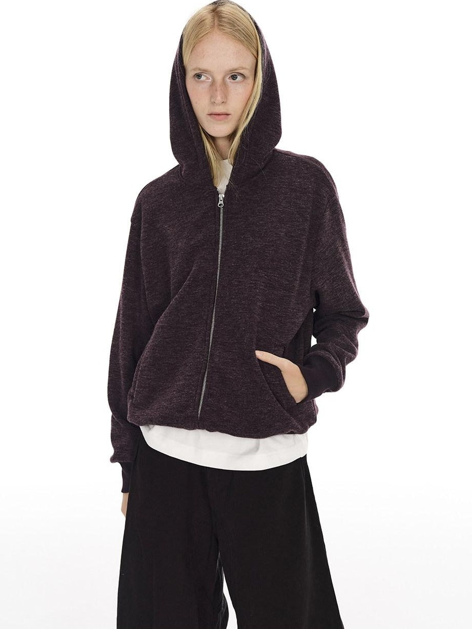 Country Moment Soft Polyester Blend Zip Up Casual Standard Fit Unisex Deep Purple Hoodie