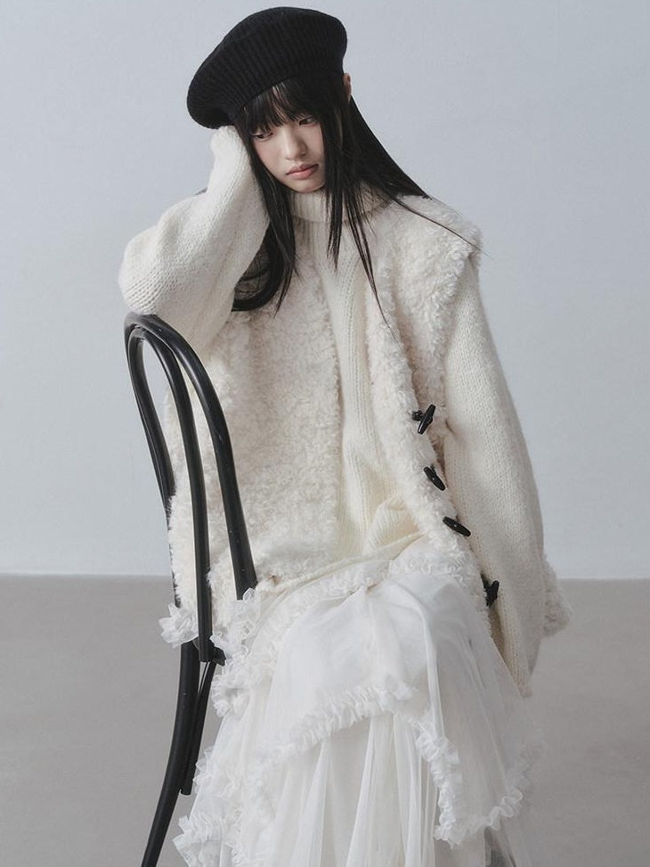 DDGIRL studio Soft Thick Asymmetric Oversized High Neck Commuter Women Iceland Dream Sweaters