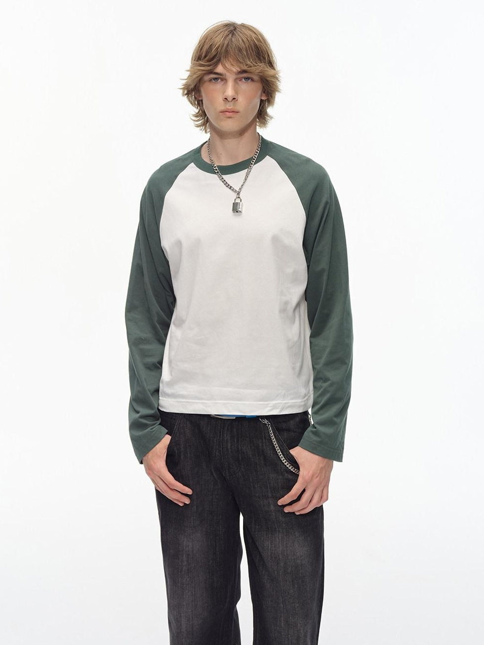 Country Moment 100% Cotton Soft Loose Colorblock Raglan Unisex Casual Long Sleeve T-Shirts