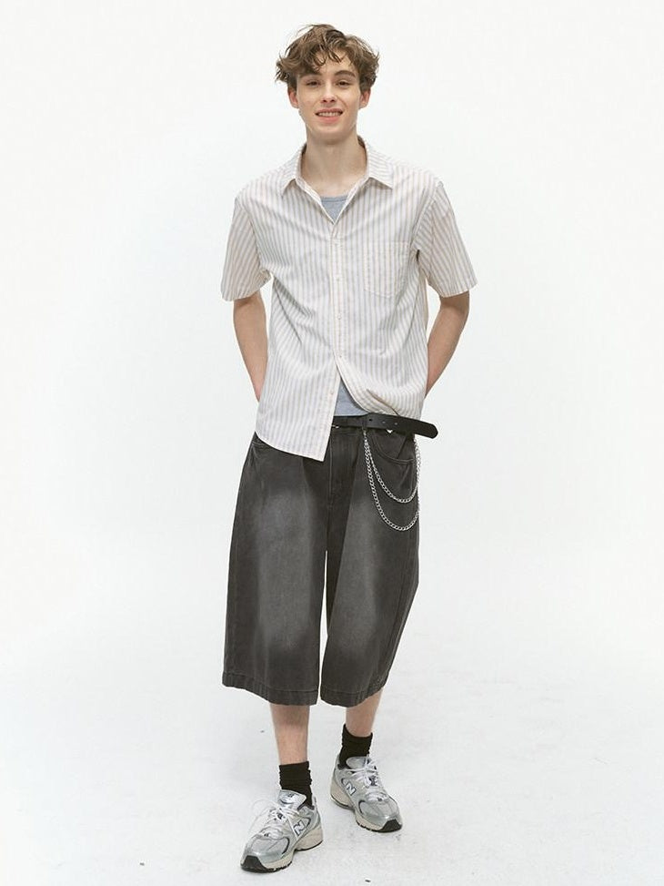 Country Moment Washed Mid Rise Loose Straight Casual Carbon Gray Cotton Wide Leg Jeans