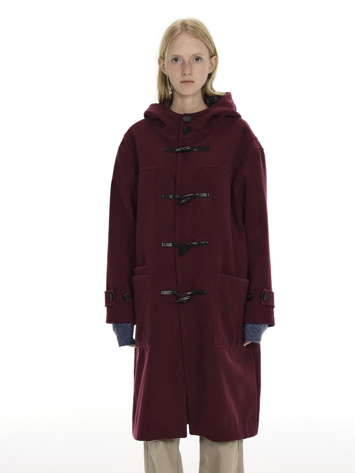 Country Moment Warm Hooded Relaxed Fit Horn Toggle Midlength Youth Collegiate Red Long Coats