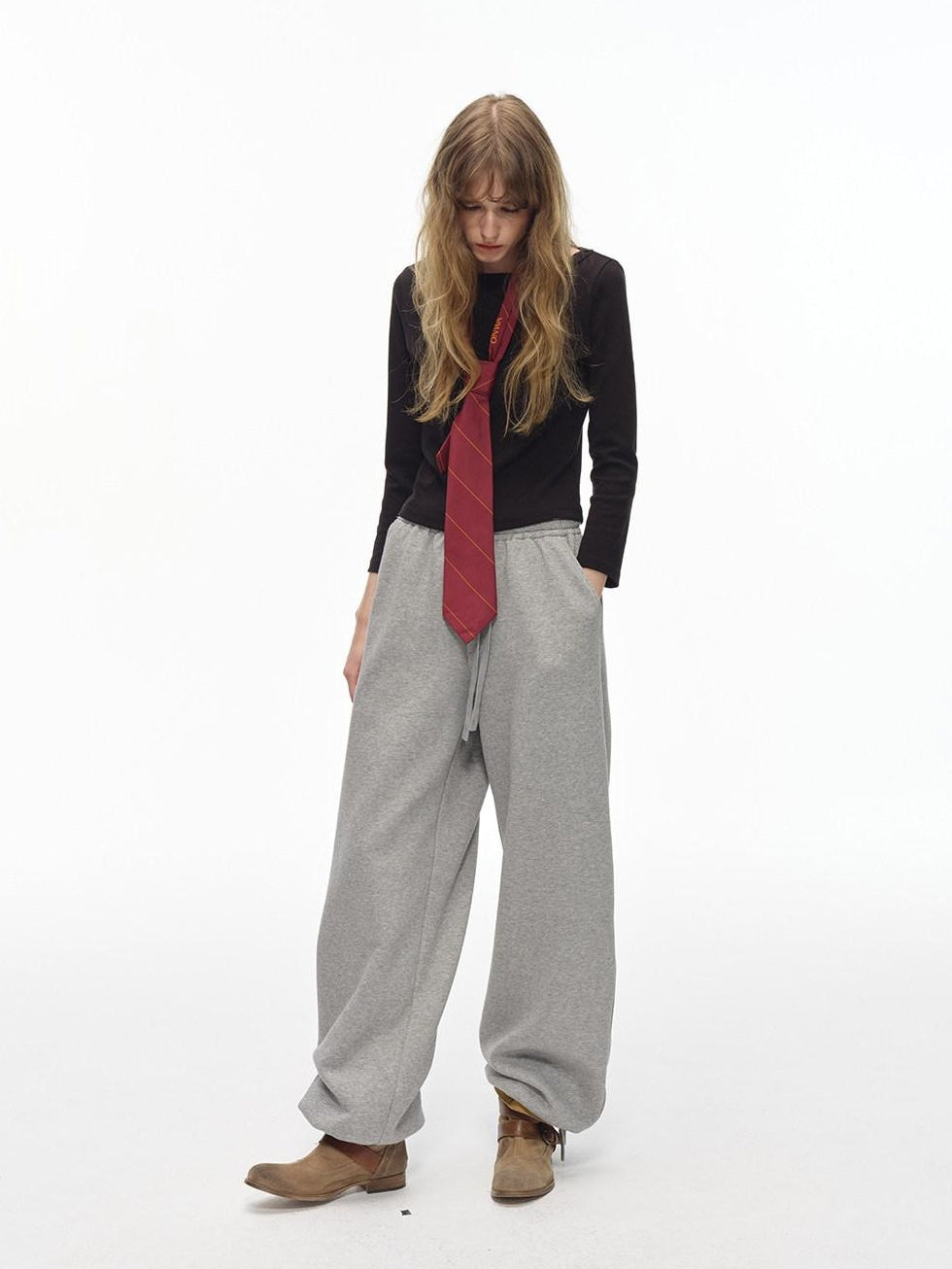 Country Moment Thermal Relaxed Straight Leg Midrise Elastic Waist Heather Grey Youth Sweatpants