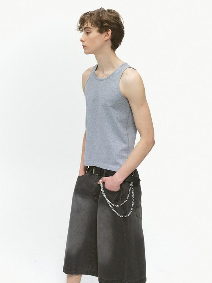 Country Moment Washed Mid Rise Loose Straight Casual Carbon Gray Cotton Wide Leg Jeans