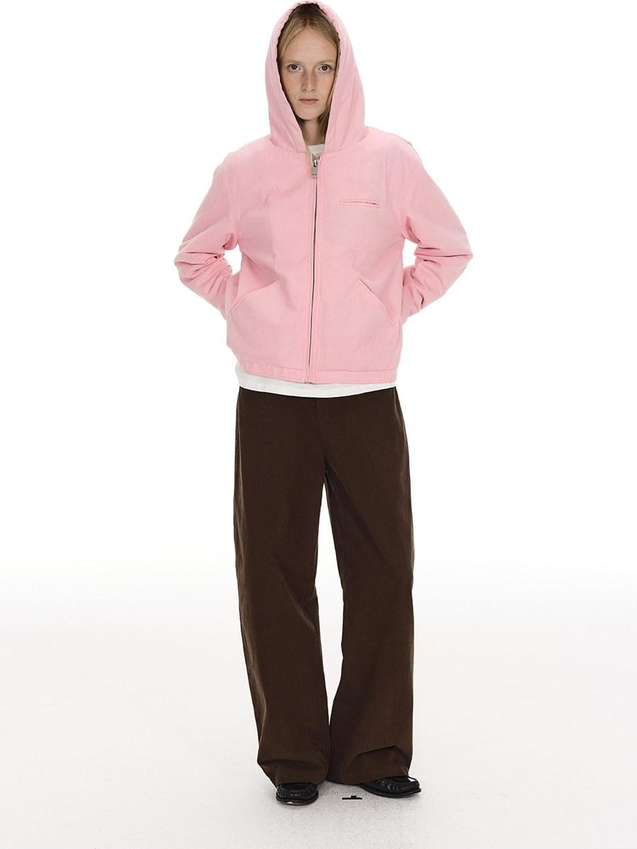Country Moment Breathable Washed Cotton Relaxed Vintage Workwear Brown Straight Pants