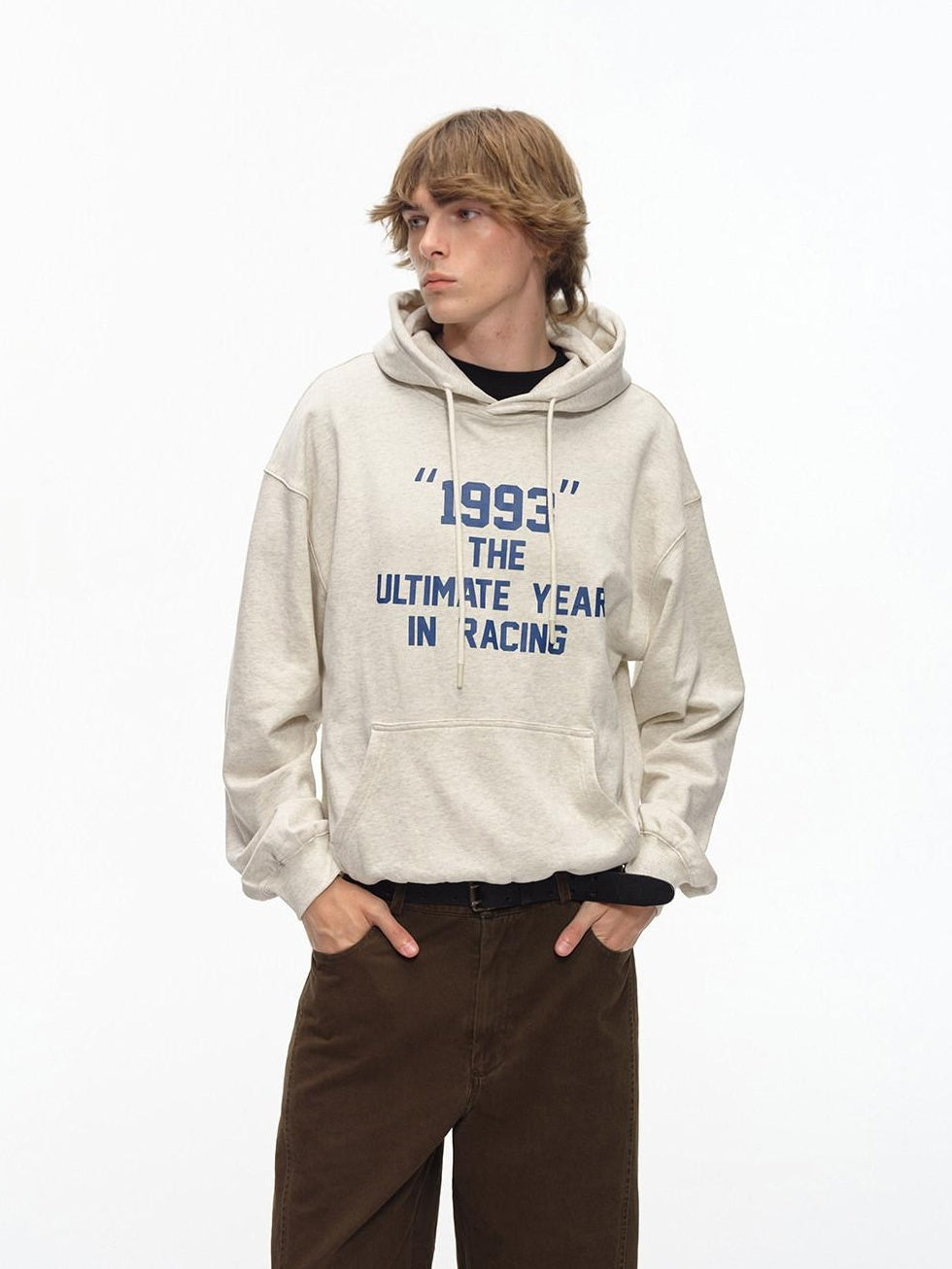 Country Moment Pure Cotton Loose Fit Hooded Letter Print Drop Shoulder Unisex Casual Hoodie