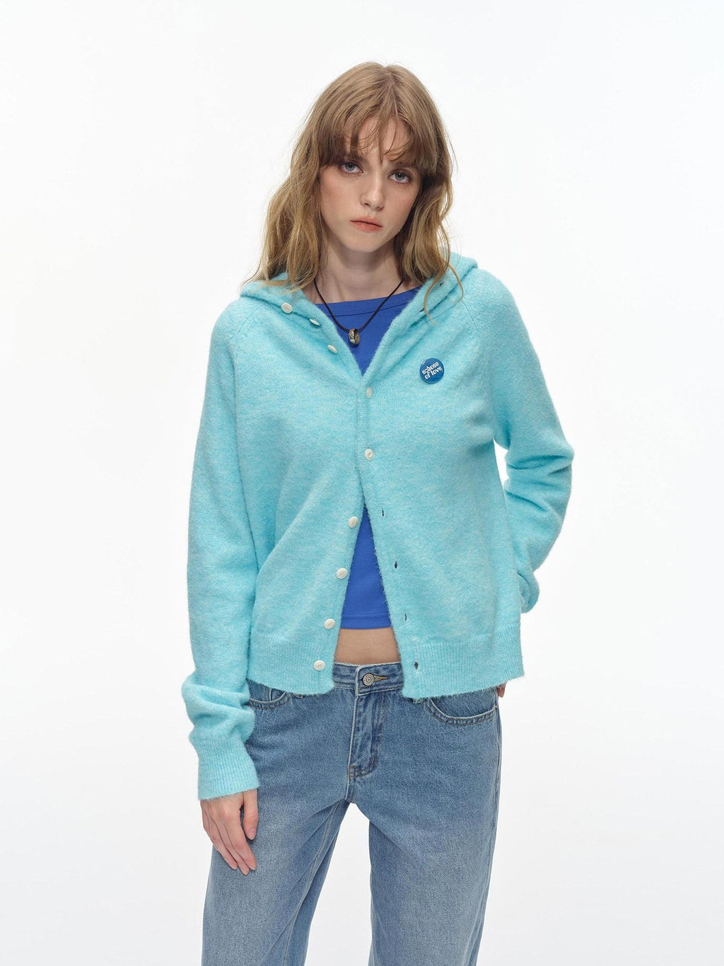 Country Moment Soft Button Closure Hooded Loose Fit Unisex Polyester Blend Cardigans