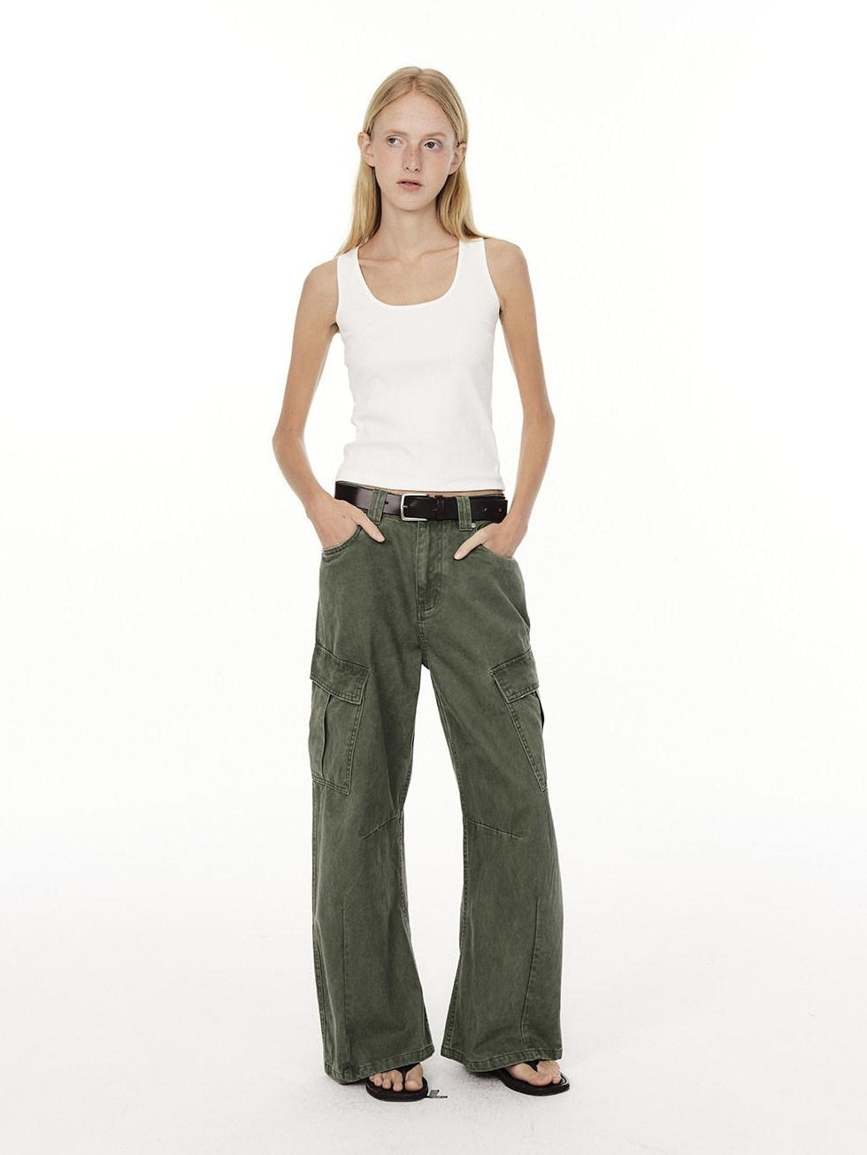 Country Moment Breathable Washed Cotton Relaxed Straight Pocket Button Fly Casual Cargo Pants