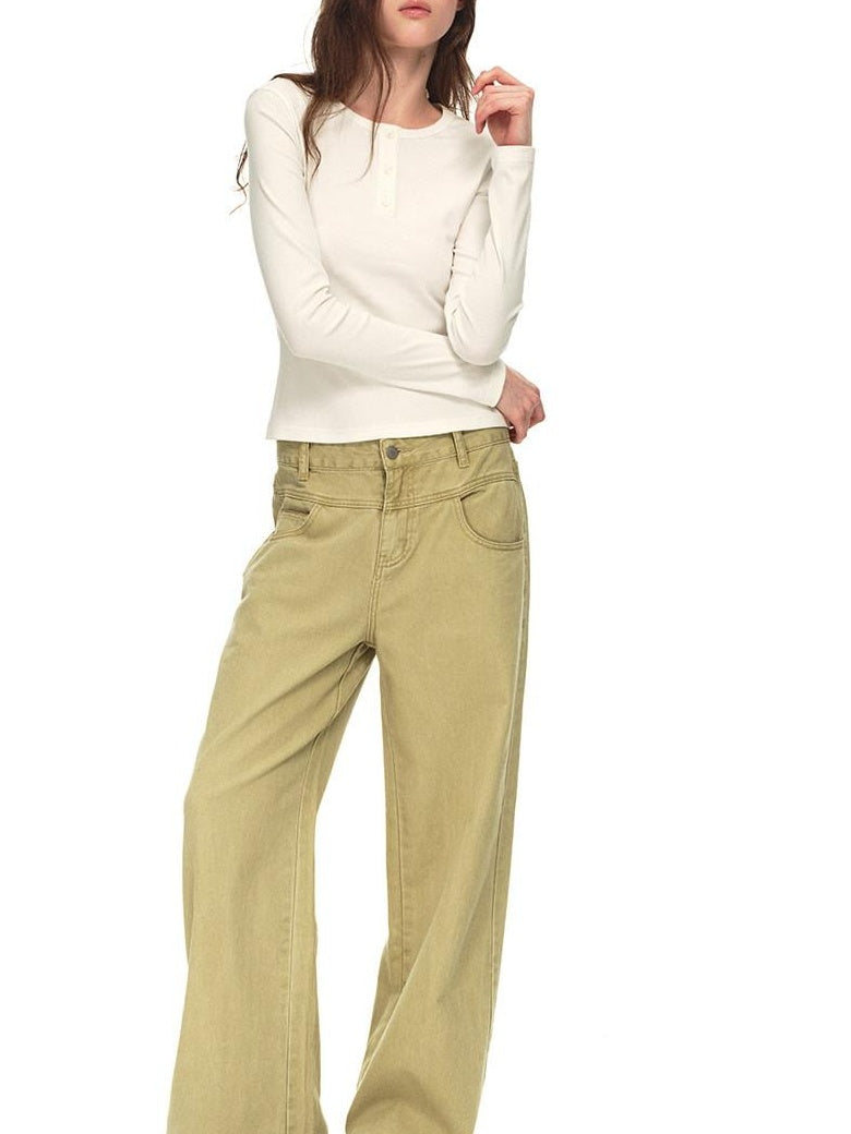 Country Moment Breathable Stretch Cotton Slim Fit Henley Button Women Long Sleeve T-Shirts