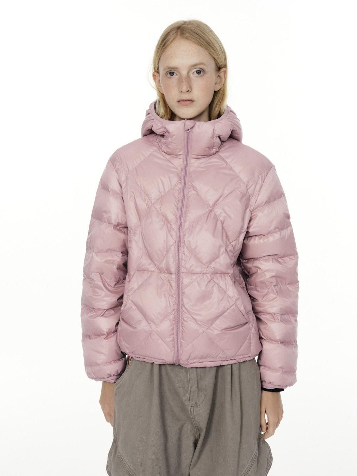 Country Moment 90% White Duck Down 650Fp Hooded Nylon Warm Windproof Pink Women Down Jackets