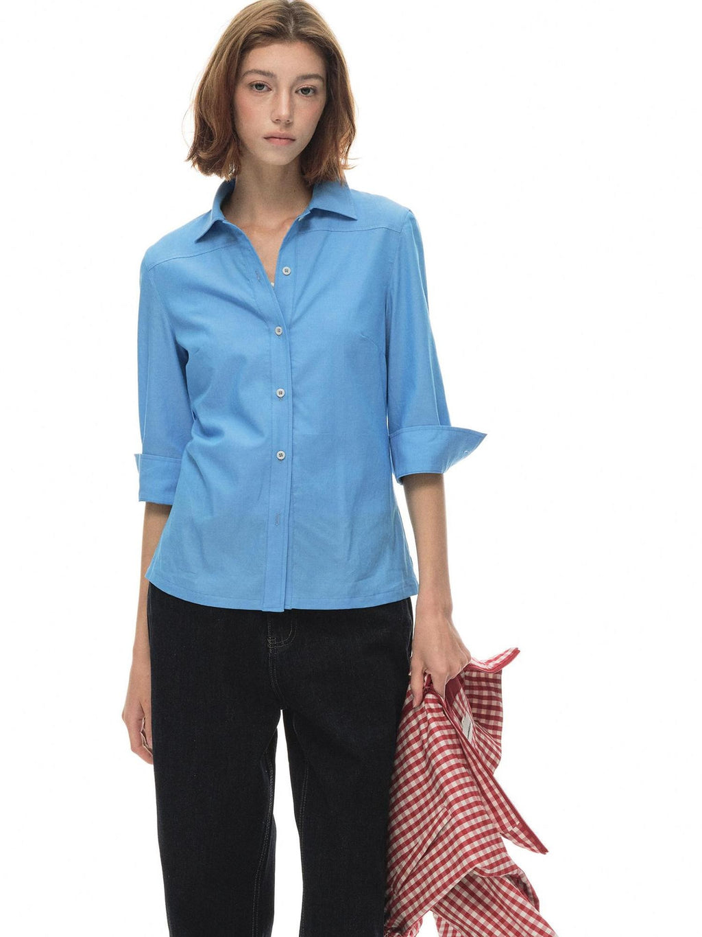 Country Moment Breathable Cotton Slim Fit Collared 3 4 Sleeve Pocket Women Citywalk Shirts