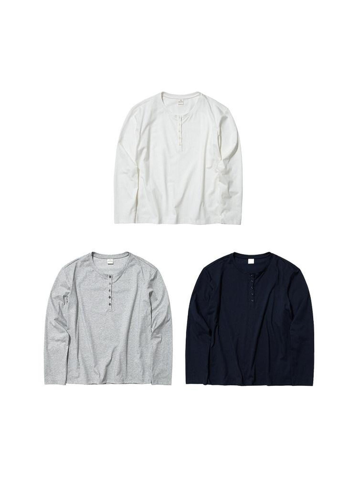 Country Moment Cotton Stretch Loose Fit Crew Neck Unisex Navy White Long Sleeve T-Shirts