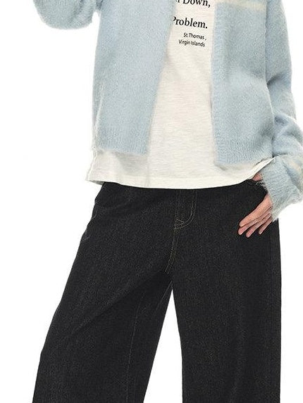 Country Moment Soft Wool Blend Light Blue Striped Relaxed Collar Women Breathable Cardigans