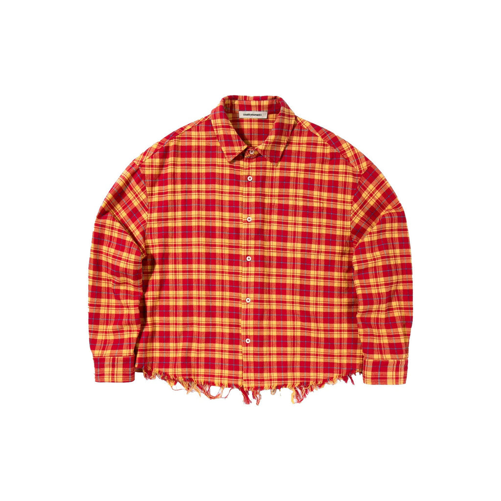Country_Moment_Breathable_Cotton_Loose_Plaid_Fringe_Unisex_Longsleeve_Button_Collar_Shirts_MISSTT
